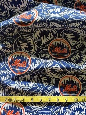 Mets Baseball Cotton Woven Fabric for Sewing, Quilting, Crafts